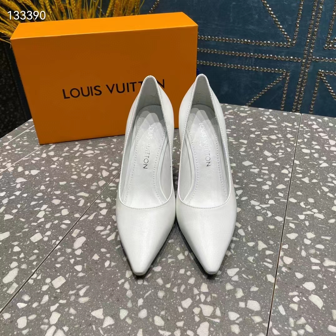 Louis Vuitton LV Women Sparkle Pump Ivory White Lamb Leather Outsole 9.5 Cm Heel