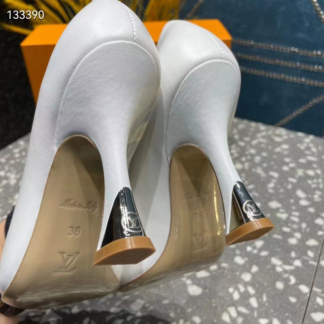 Louis Vuitton LV Women Sparkle Pump Ivory White Lamb Leather Outsole 9.5 Cm Heel