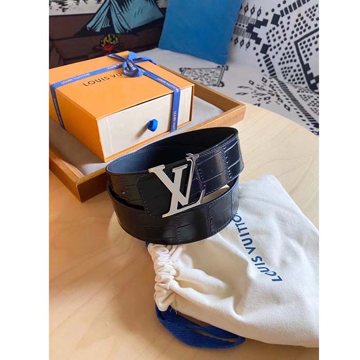 Louis Vuitton Unisex LV Heritage 35 MM Reversible Belt Black Alligator Napa Leather