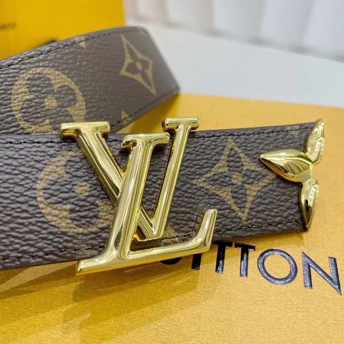 Louis Vuitton Unisex LV Pretty LV 30 MM Reversible Belt Black Brown Monogram Canvas Recto Side