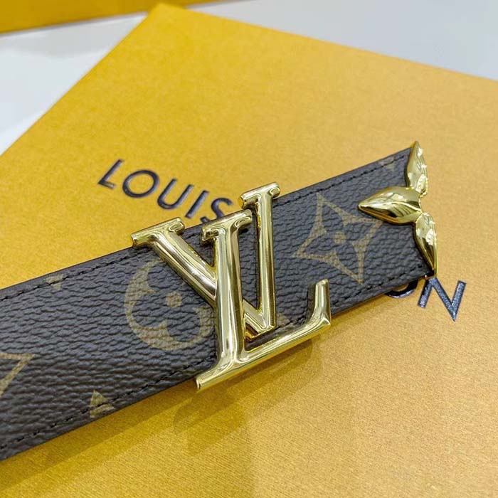 Louis Vuitton Unisex LV Pretty LV 30 MM Reversible Belt Black Brown Monogram Canvas Recto Side