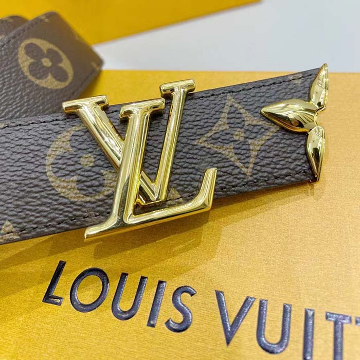 Louis Vuitton Unisex LV Pretty LV 30 MM Reversible Belt Black Brown Monogram Canvas Recto Side