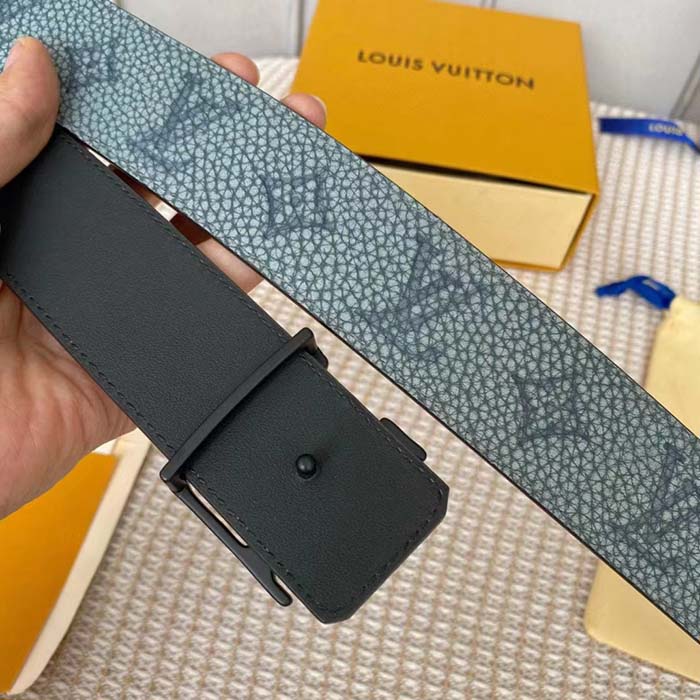 Louis Vuitton Unisex LV Shape MNG Climbing 40 MM Reversible Belt Grey Monogram Taurillon Leather