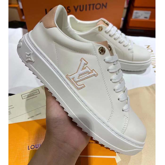 Louis Vuitton Unisex LV Time Out Sneaker Calf Leather Rubber Initials Monogram Flowers