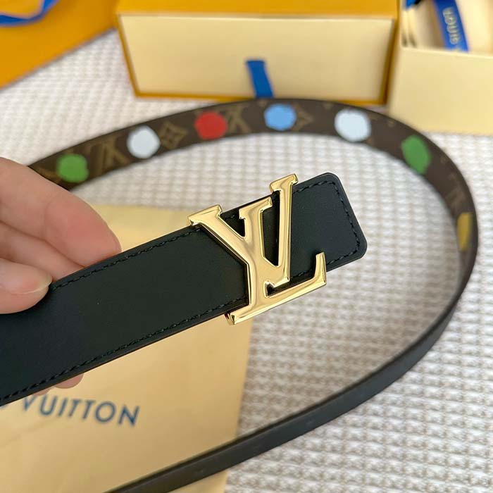 Louis Vuitton Unisex LV x YK LV Initiales 30mm Reversible Painted Dots Belt Monogram Canvas
