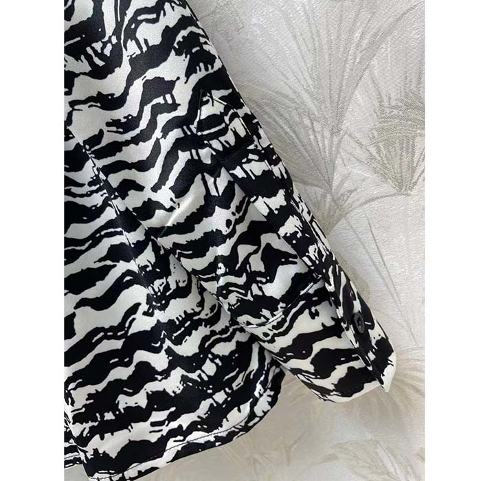 Louis Vuitton Men LV Ink Tiger Silk Shirt Silk Black White Regular Fit