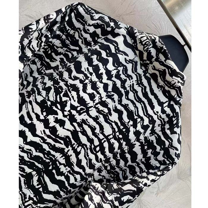 Louis Vuitton Men LV Ink Tiger Silk Shirt Silk Black White Regular Fit