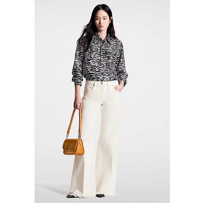 Louis Vuitton Women LV Ink Tiger Silk Shirt Silk Black White Regular Fit
