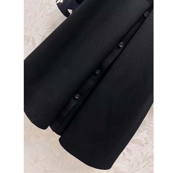 Louis Vuitton Women LV Oversized Monogram Accent Coat Wool Black White Oversize Fit