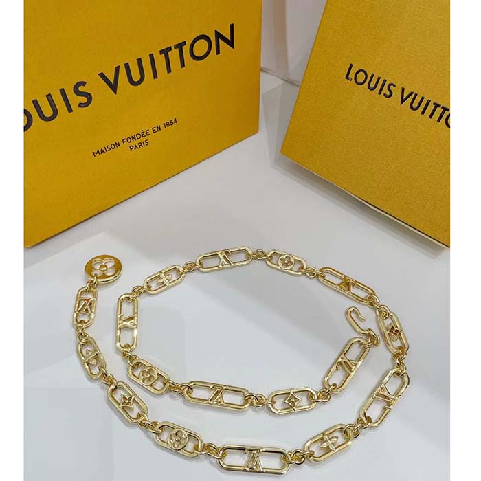 Louis Vuitton Women My LV Chain Belt Adjustable Metal Gold-Color Finish Monogram Flowers