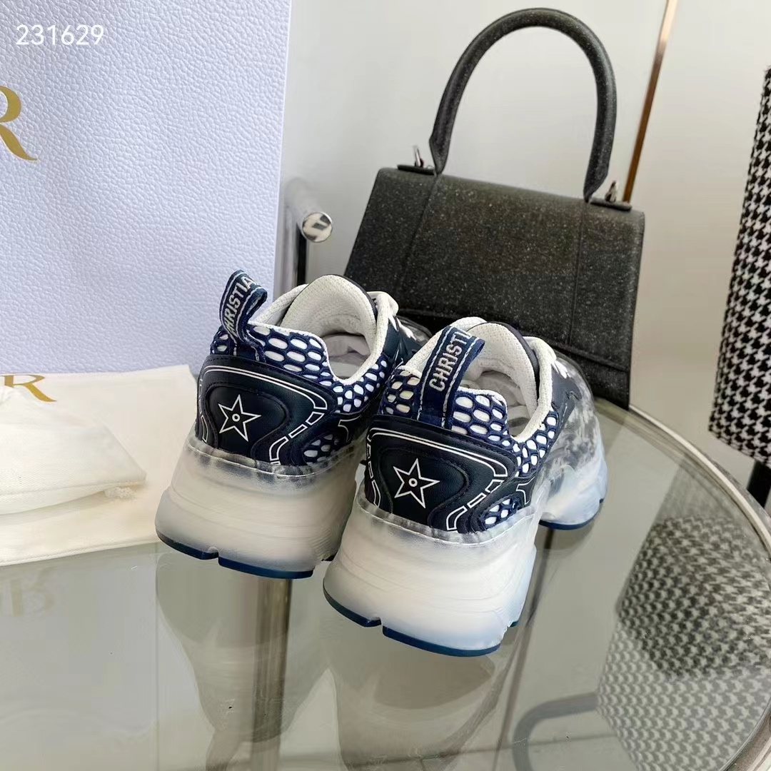 Dior CD Unisex Dior Vibe Sneaker Deep Blue Oblique Technical Fabric Transparent Rubber