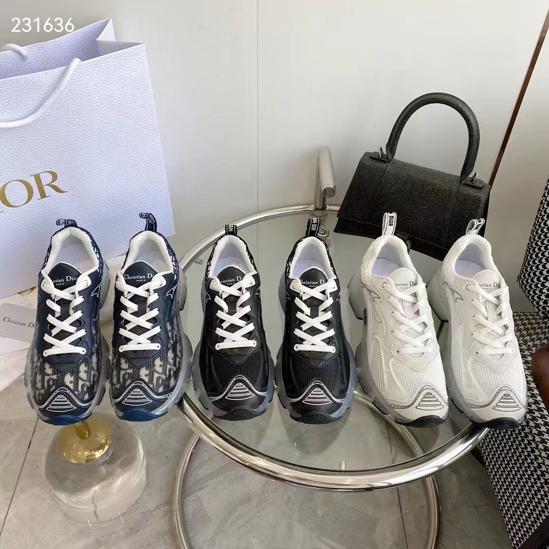 Dior CD Unisex Dior Vibe Sneaker Deep Blue Oblique Technical Fabric Transparent Rubber