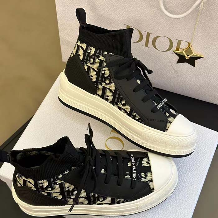 Dior CD Unisex Walk’n’Dior Platform Sneaker Deep Blue Dior Oblique Technical Mesh Calfskin