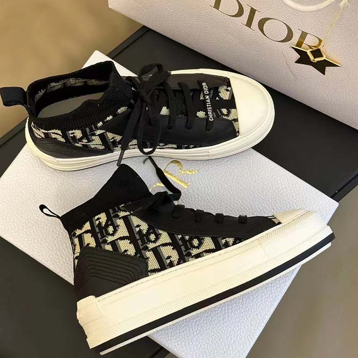 Dior CD Unisex Walk’n’Dior Platform Sneaker Deep Blue Dior Oblique Technical Mesh Calfskin