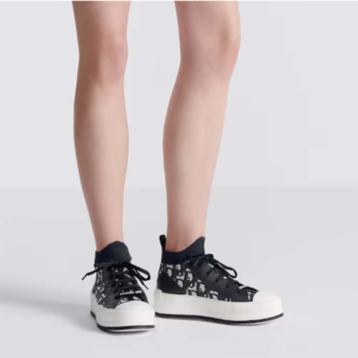 Dior CD Unisex Walk’n’Dior Platform Sneaker Deep Blue Dior Oblique Technical Mesh Calfskin