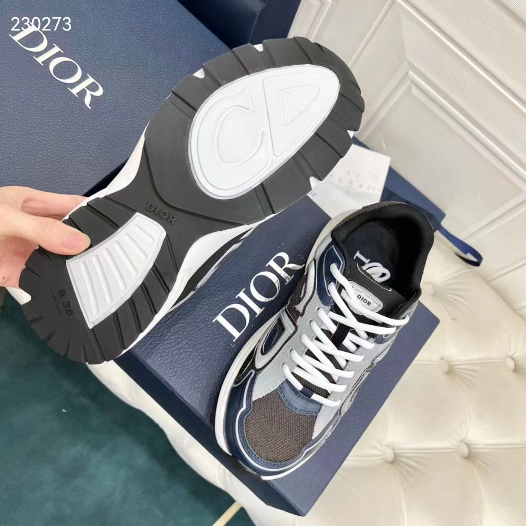 Dior Unisex CD B30 Sneaker Anthracite Gray Mesh Black Blue Gray Technical Fabric