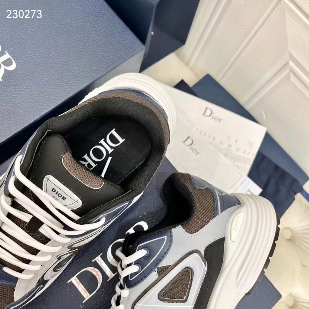 Dior Unisex CD B30 Sneaker Anthracite Gray Mesh Black Blue Gray Technical Fabric