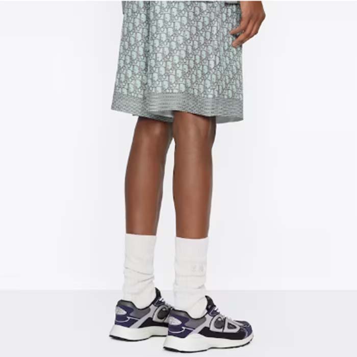 Dior Unisex CD B30 Sneaker Anthracite Gray Mesh Black Blue Gray Technical Fabric