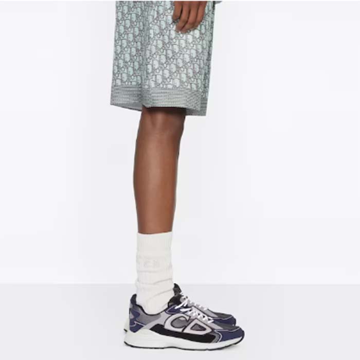 Dior Unisex CD B30 Sneaker Anthracite Gray Mesh Black Blue Gray Technical Fabric