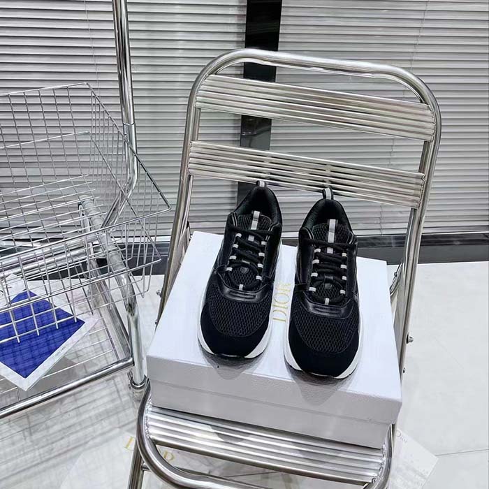 Dior Unisex Shoes CD B22 Sneaker Black Technical Mesh Calfskin