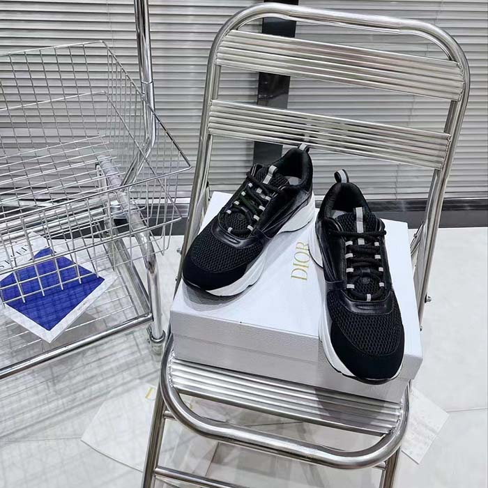Dior Unisex Shoes CD B22 Sneaker Black Technical Mesh Calfskin