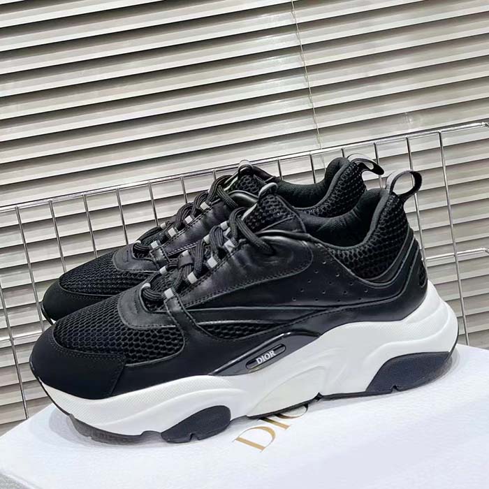 Dior Unisex Shoes CD B22 Sneaker Black Technical Mesh Calfskin