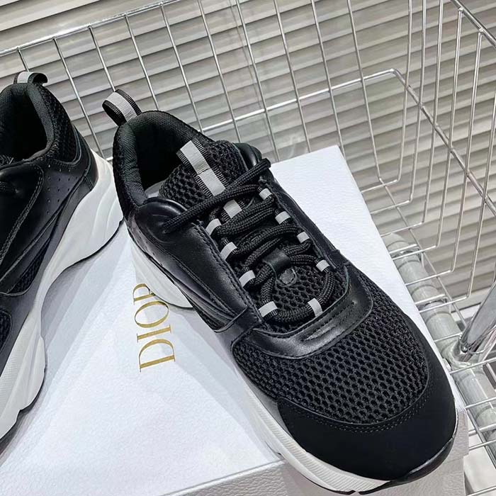 Dior Unisex Shoes CD B22 Sneaker Black Technical Mesh Calfskin