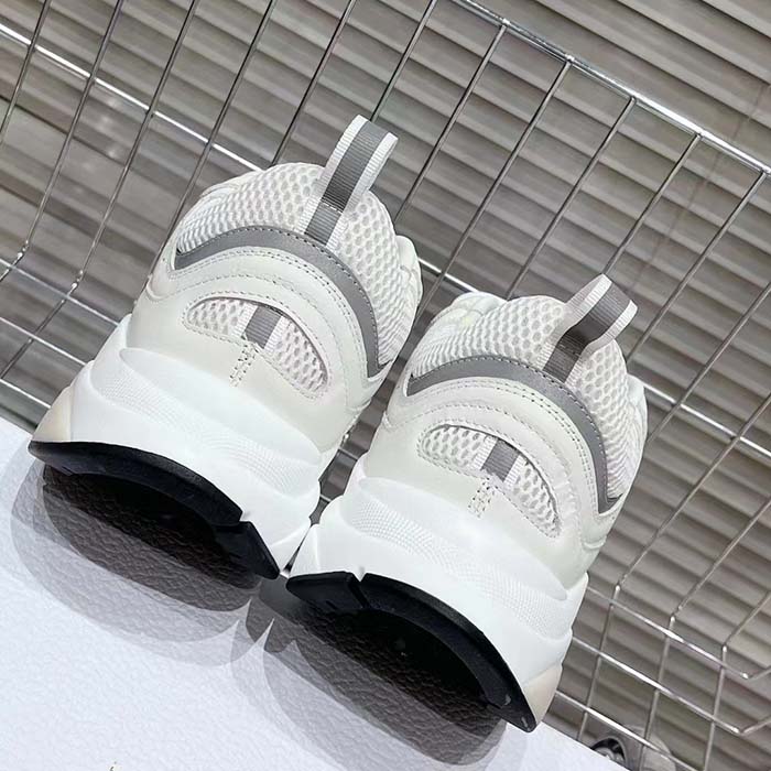 Dior Unisex Shoes CD B22 Sneaker White Technical Mesh White Silver-Tone Calfskin