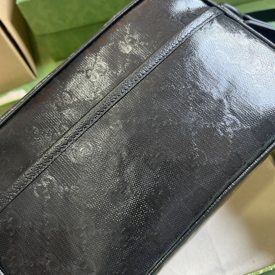 Gucci GG Unisex GG Crystal Mini Shoulder Bag Black Crystal Canvas Leather Nylon Lining