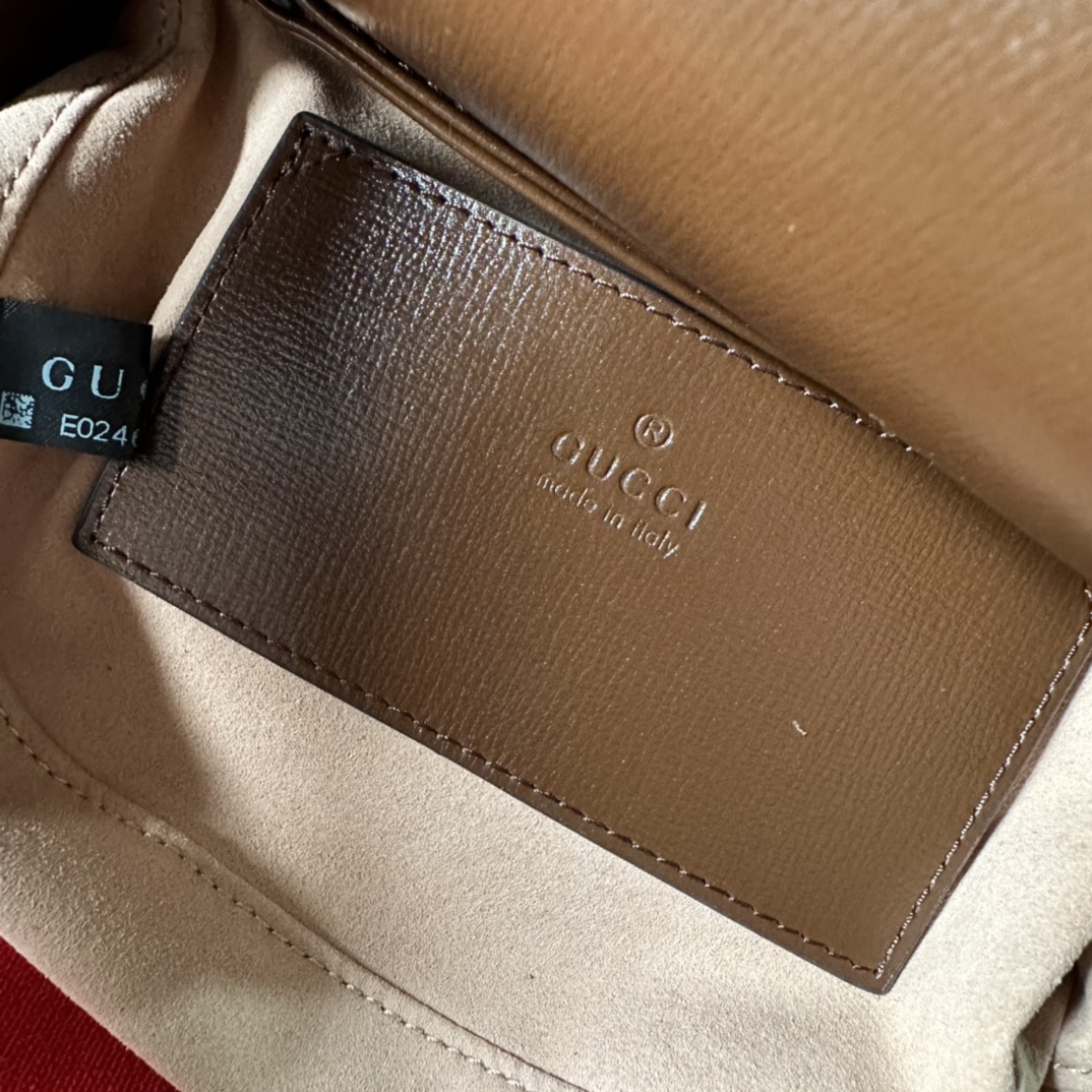 Gucci GG Women Gucci Horsebit 1955 Mini Rounded Bag Beige Ebony GG Supreme Canvas