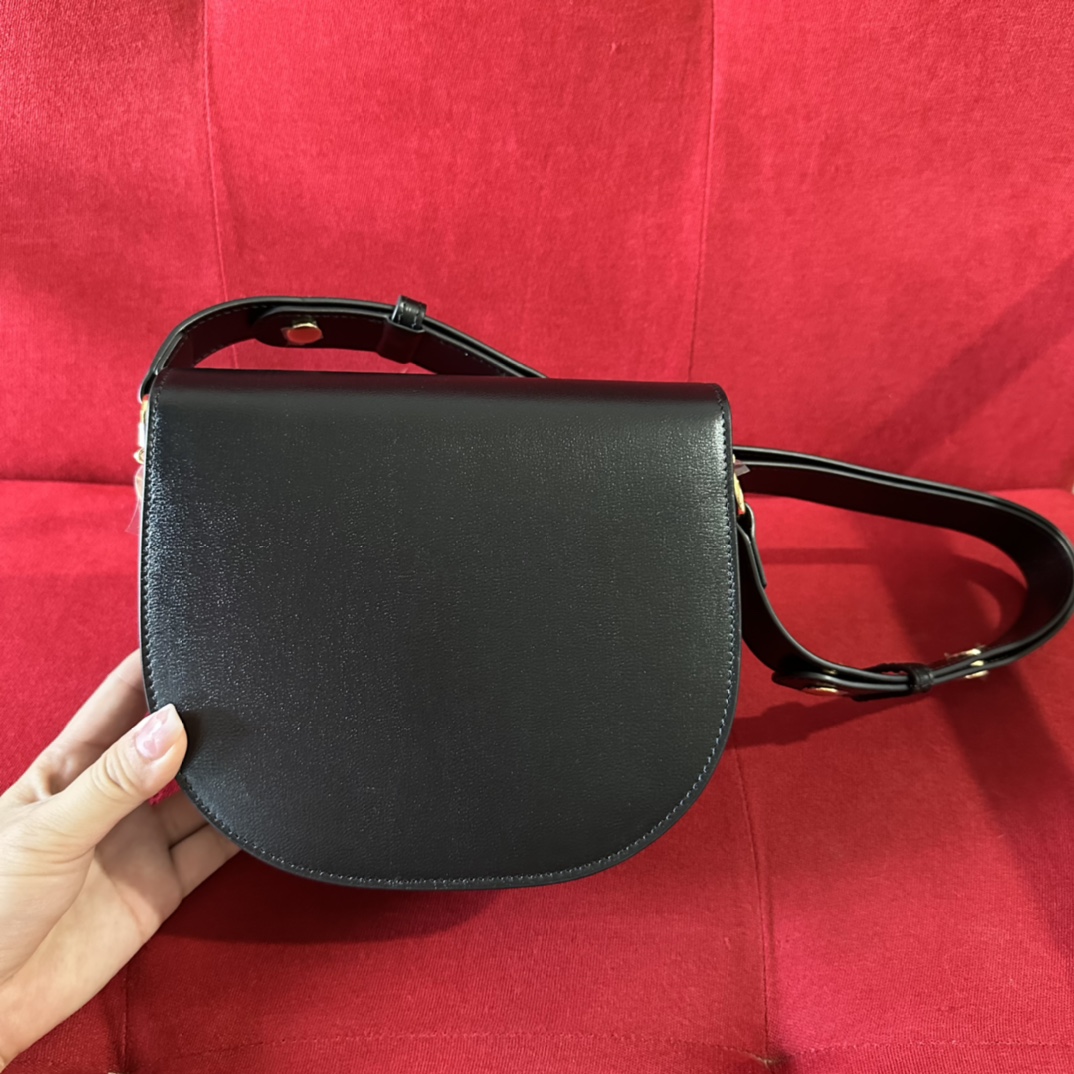 Gucci GG Women Gucci Horsebit 1955 Mini Rounded Bag Black Leather Cotton Linen Lining