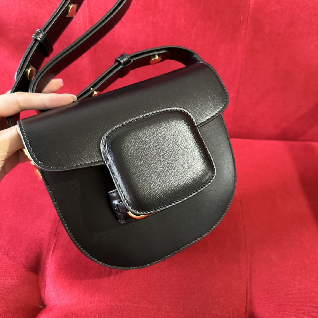 Gucci GG Women Gucci Horsebit 1955 Mini Rounded Bag Black Leather Cotton Linen Lining