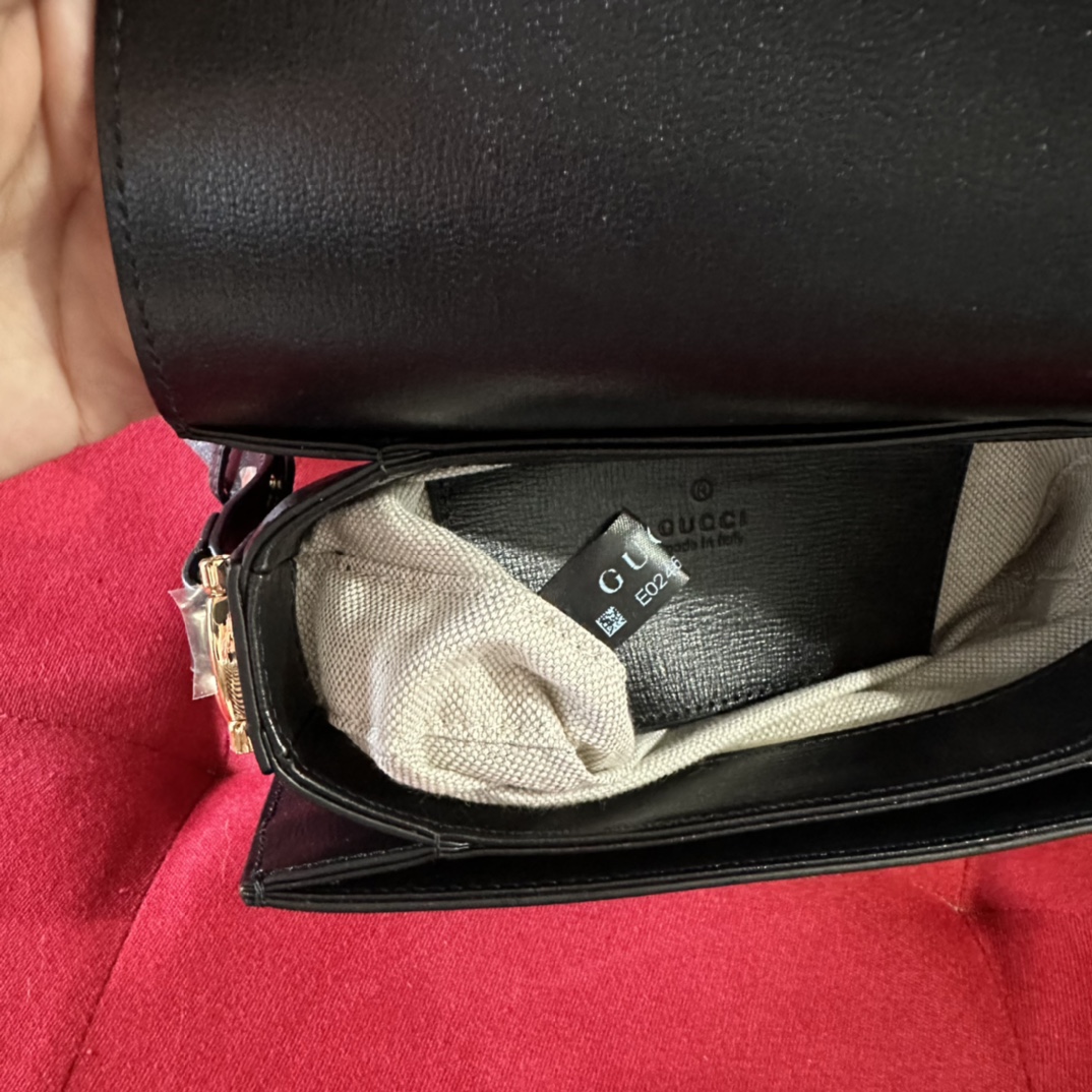 Gucci GG Women Gucci Horsebit 1955 Mini Rounded Bag Black Leather Cotton Linen Lining