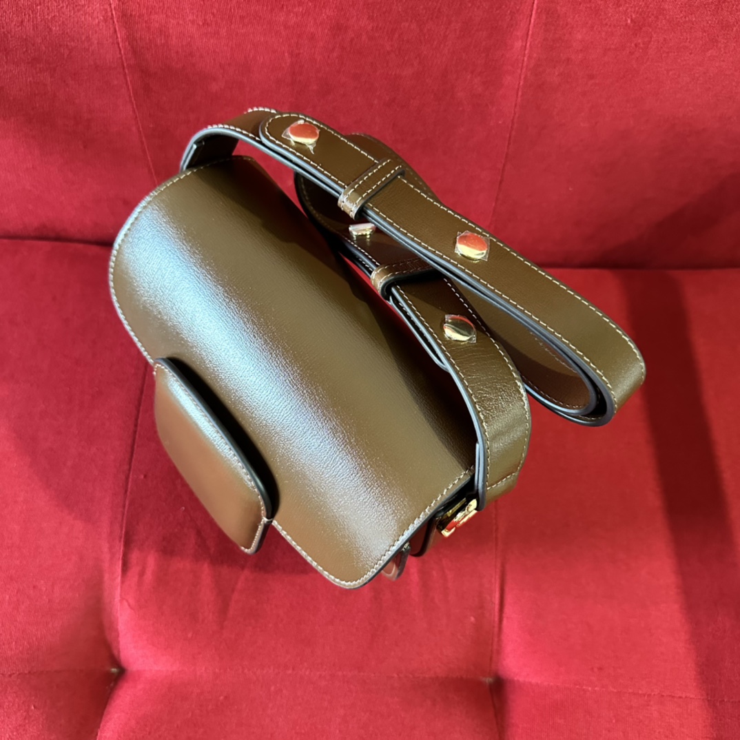 Gucci GG Women Gucci Horsebit 1955 Mini Rounded Bag Brown Leather Cotton Linen Lining