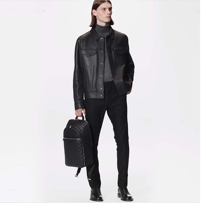 Louis Vuitton LV Unisex Michael Backpack Nv2 Black Damier Infini Onyx Cowhide Leather