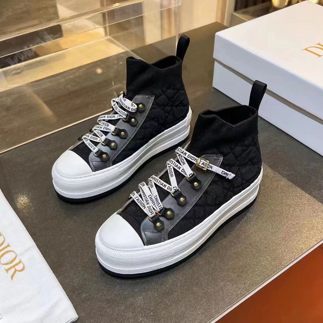 Dior CD Unisex Walk’N’Dior Platform Sneaker Black Macrocannage Technical Mesh