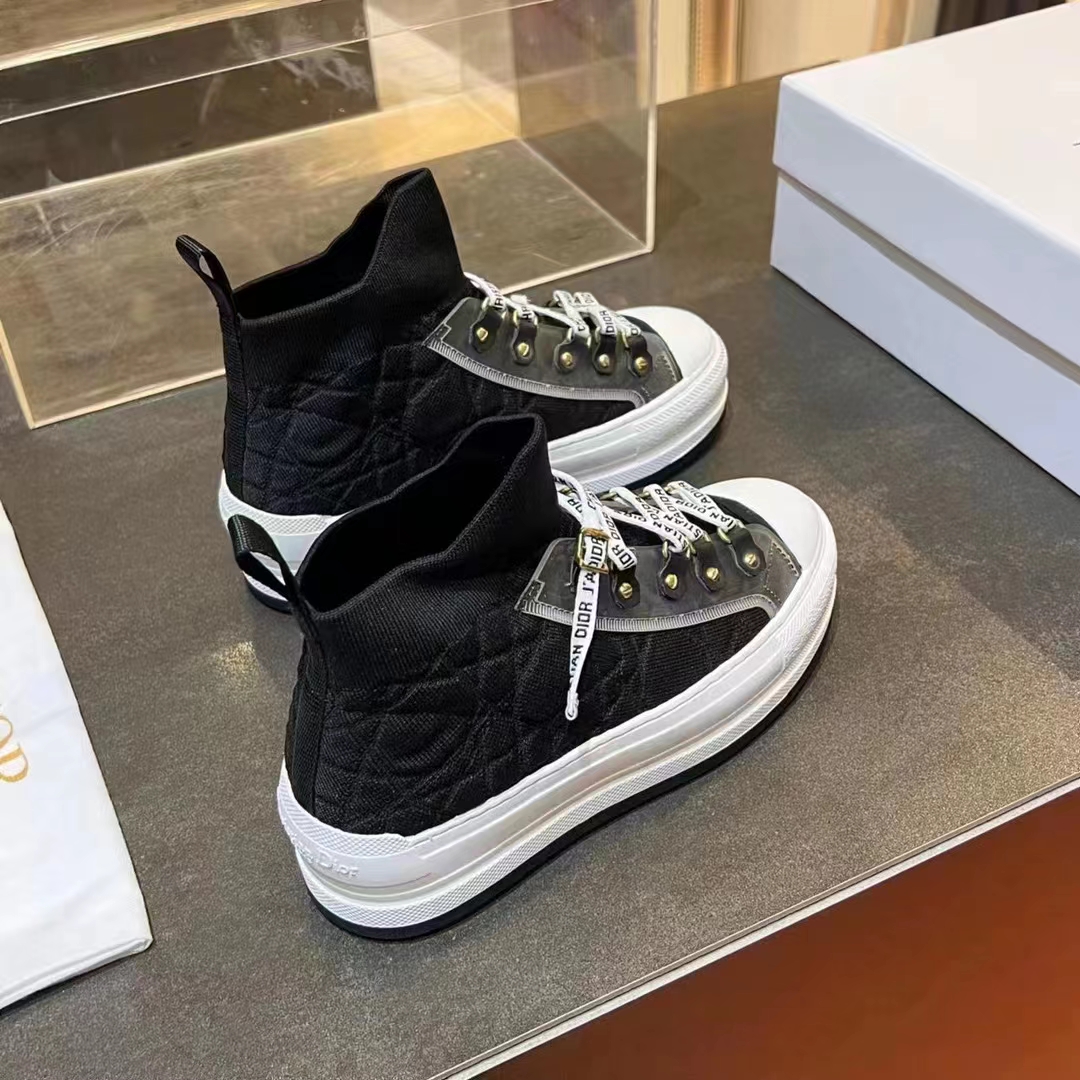 Dior CD Unisex Walk’N’Dior Platform Sneaker Black Macrocannage Technical Mesh