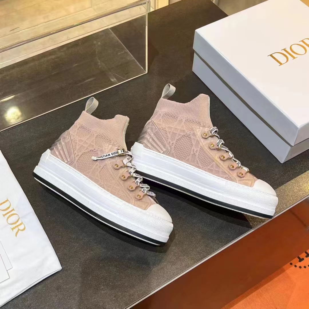Dior CD Unisex Walk’N’Dior Platform Sneaker Nude Macrocannage Technical Mesh