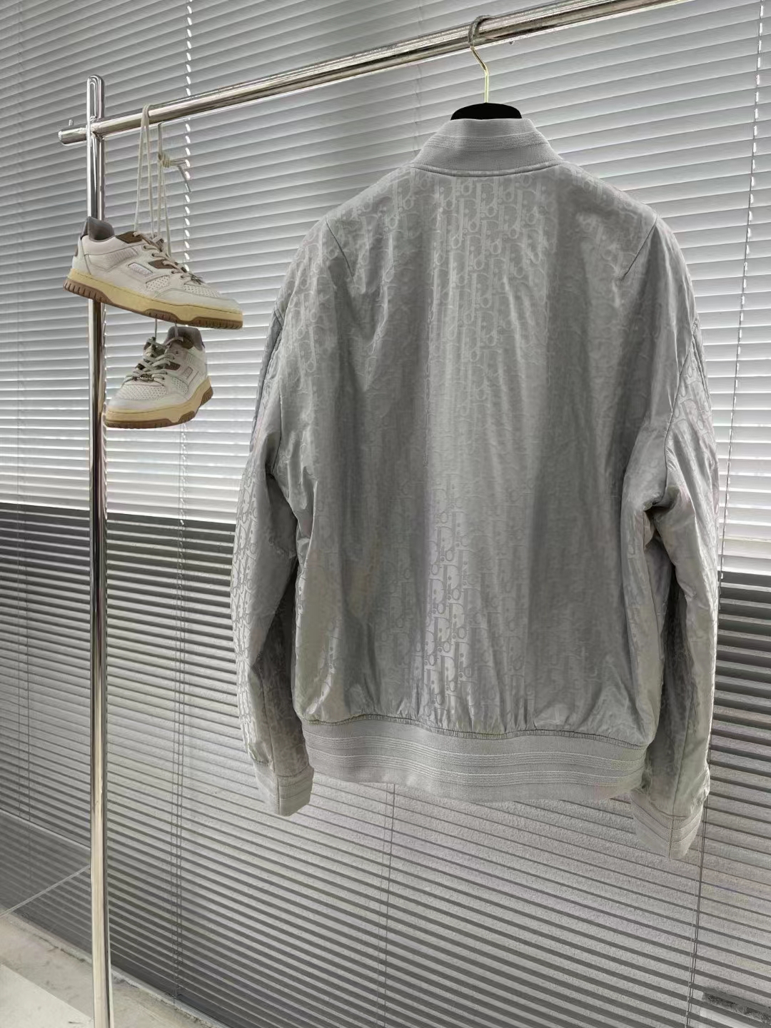 Dior Men CD Dior Oblique Bomber Jacket Gray Technical Fabric