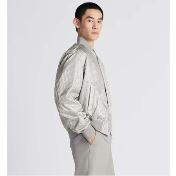 Dior Men CD Dior Oblique Bomber Jacket Gray Technical Fabric