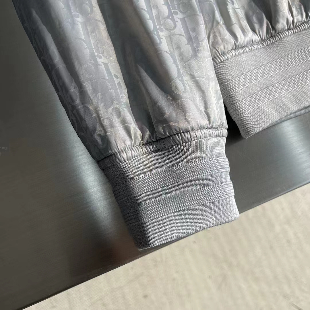 Dior Men CD Dior Oblique Bomber Jacket Gray Technical Fabric