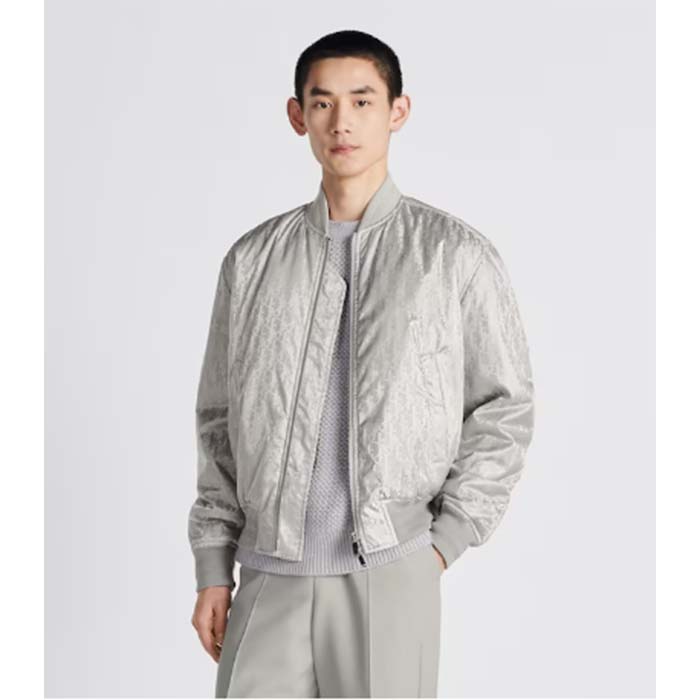 Dior Men CD Dior Oblique Bomber Jacket Gray Technical Fabric