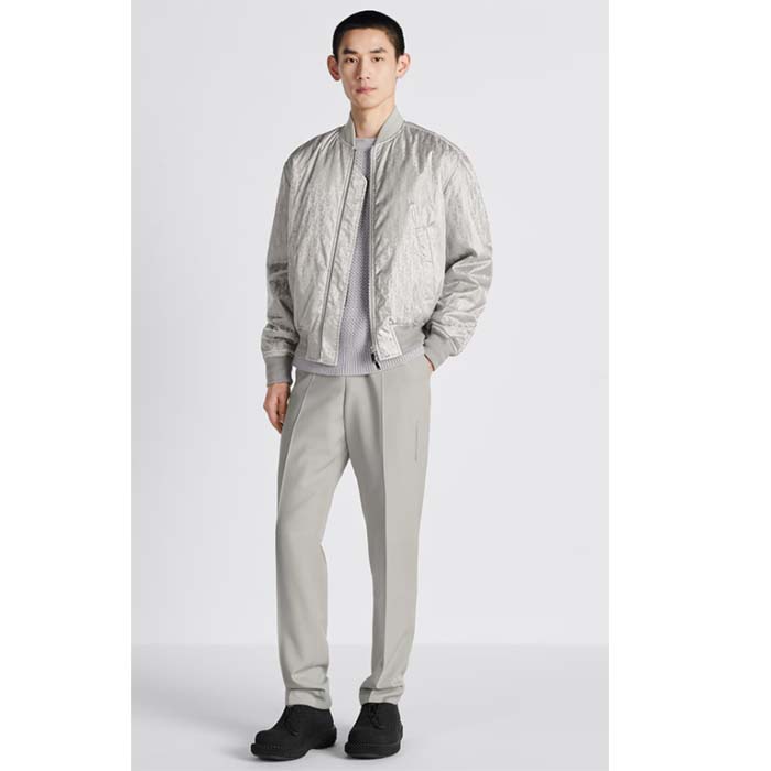 Dior Men CD Dior Oblique Bomber Jacket Gray Technical Fabric