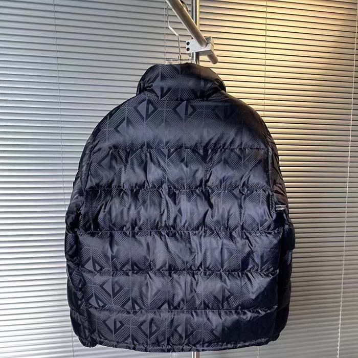 Dior Men CD Dior Oblique Down Jacket Navy Blue Technical Jacquard