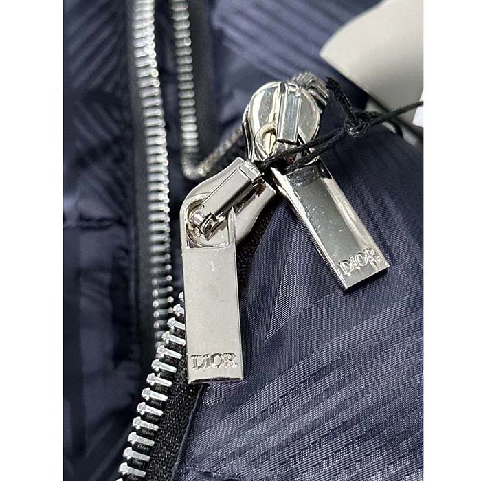 Dior Men CD Dior Oblique Down Jacket Navy Blue Technical Jacquard