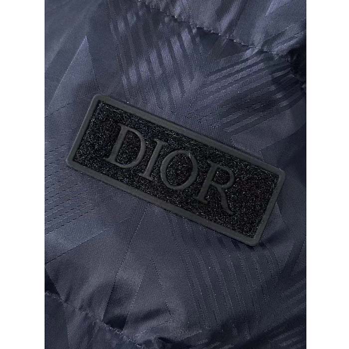 Dior Men CD Dior Oblique Down Jacket Navy Blue Technical Jacquard