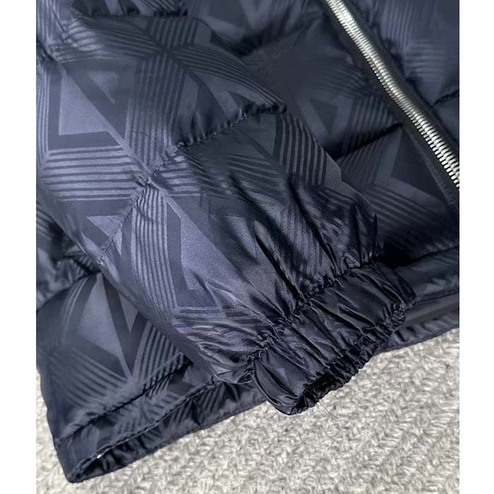 Dior Men CD Dior Oblique Down Jacket Navy Blue Technical Jacquard