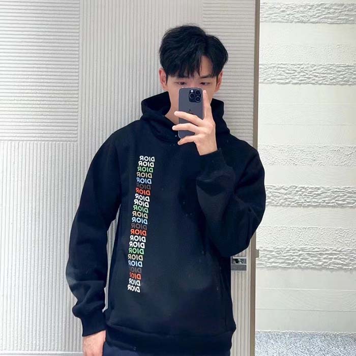 Dior Men CD Relaxed Fit Hooded Sweatshirt Black Cotton Fleece