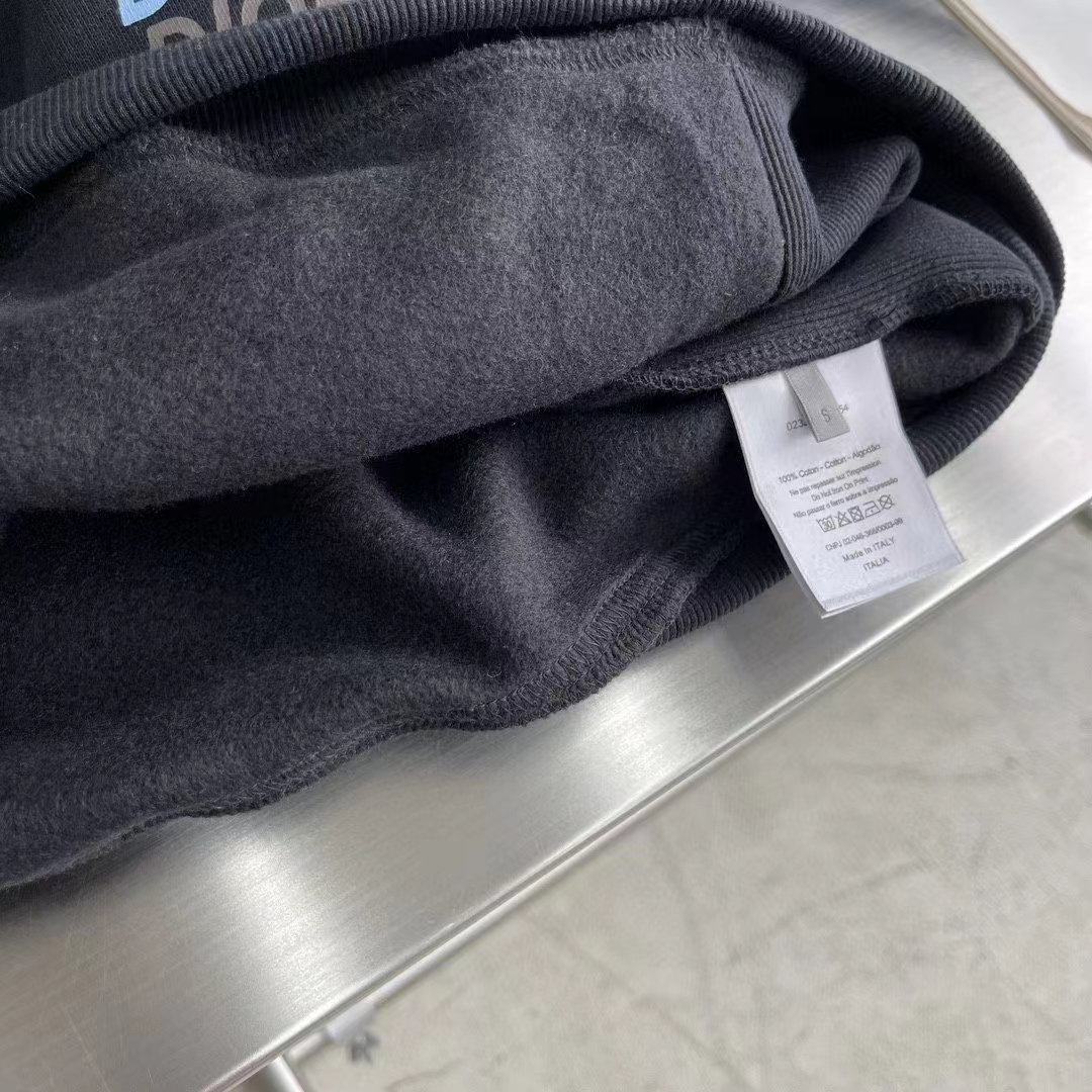 Dior Men CD Relaxed Fit Hooded Sweatshirt Black Cotton Fleece