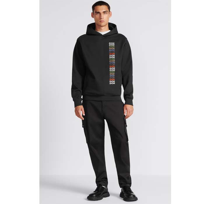 Dior Men CD Relaxed Fit Hooded Sweatshirt Black Cotton Fleece